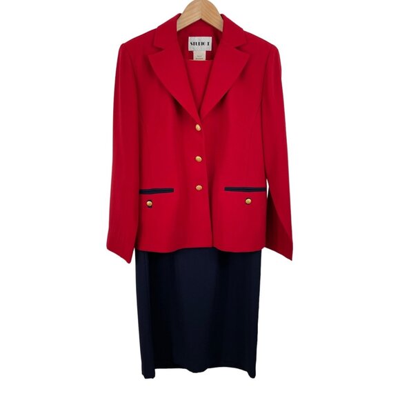 Studio I Dresses & Skirts - Studio I Women SIze 8 Red & Blue Sleeveless Dress Suit Jacket Set Nautical